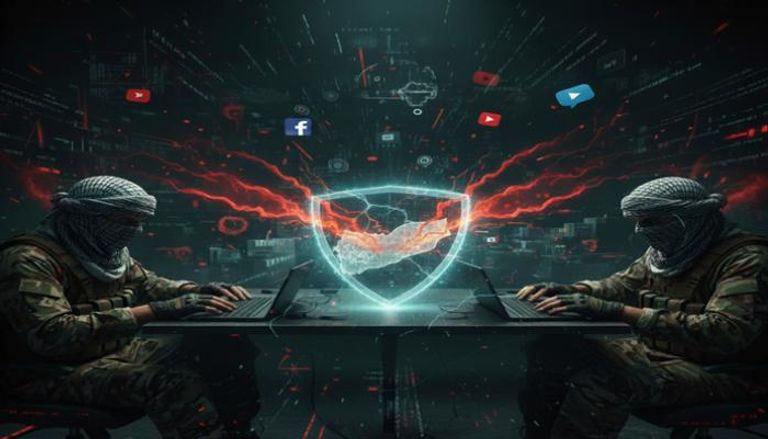 عناصر حوثية تنشر خطابات الكراهية على مواقع التواصل - الصورة بالذكاء الاصطناعي