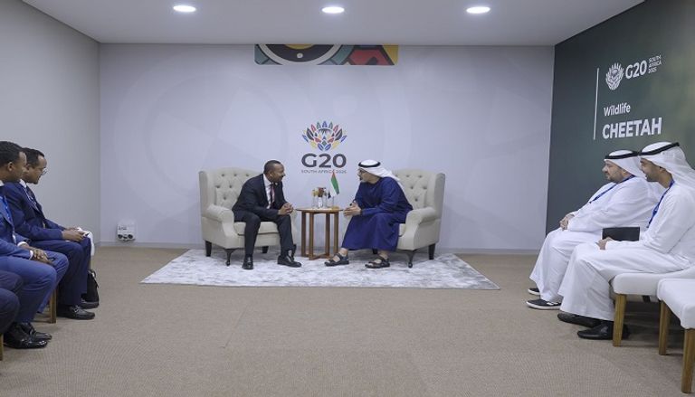 لقاء ولي عهد أبوظبي ورئيس وزراء إثيوبيا على هامش أعمال G20
