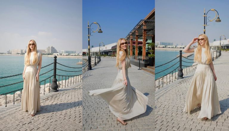 إطلالة ليندسي لوهان بفستان شرقي إطلالة ليندسي لوهان بفستان شرقي