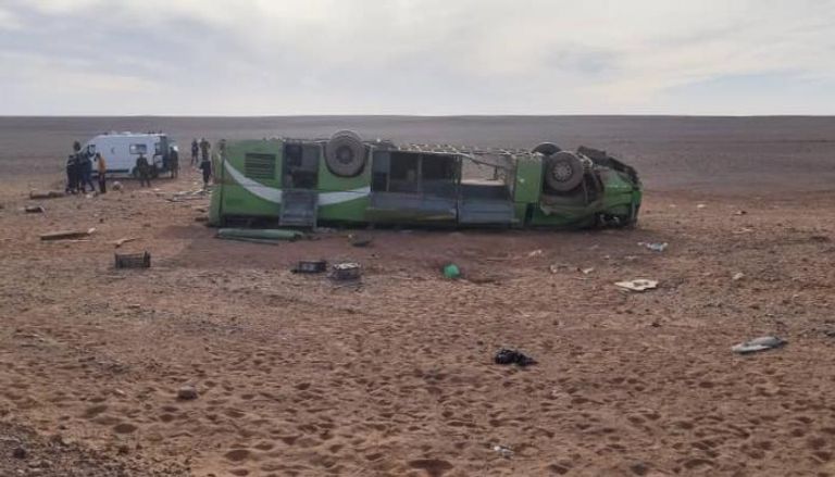 حادث انقلاب حافلة جنوب الجزائر 