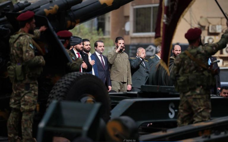 الشرع خلال العرض العسكري- سانا