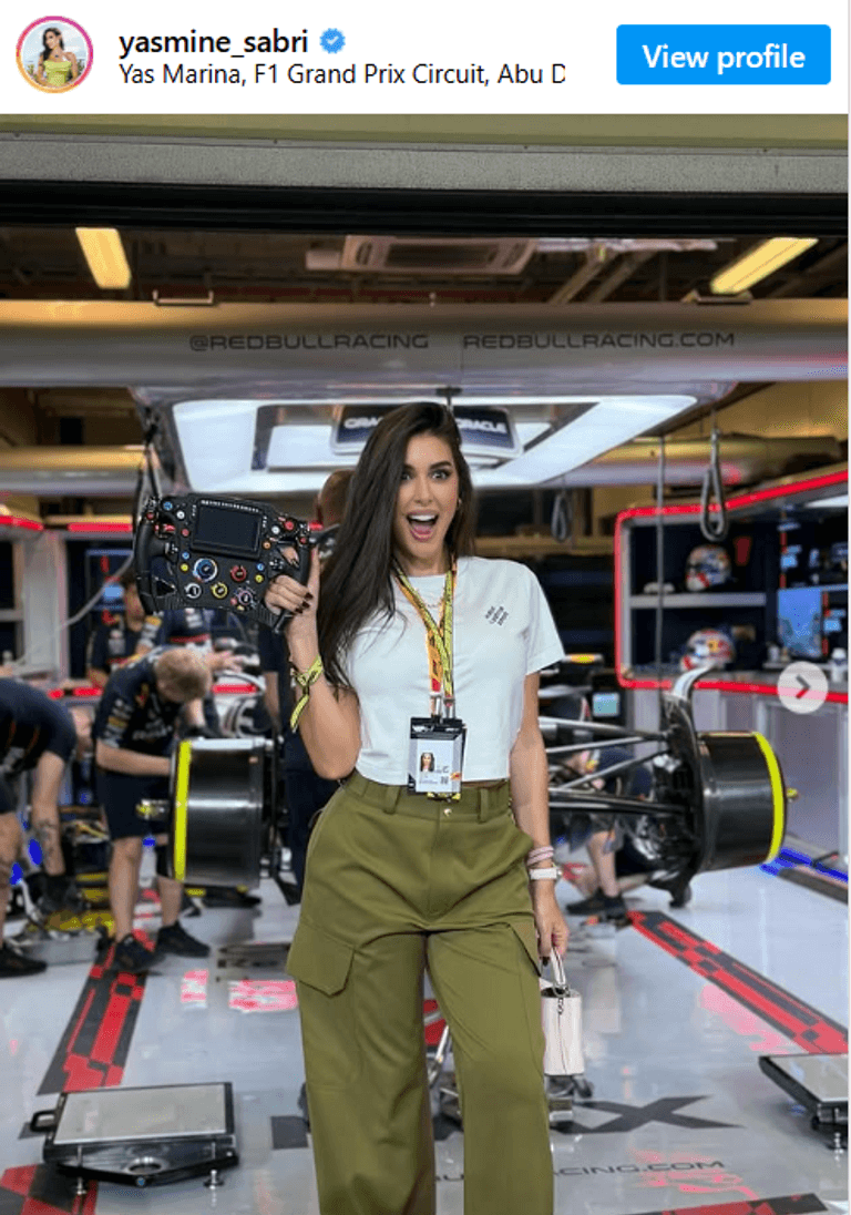 ياسمين صبري سباق الفورمولا 1 بأبوظبي