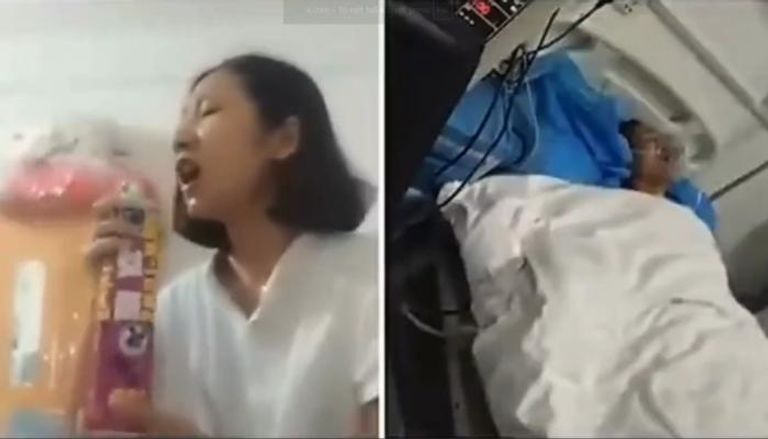 امرأة تبتلع صرصارا عن طريق الخطأ