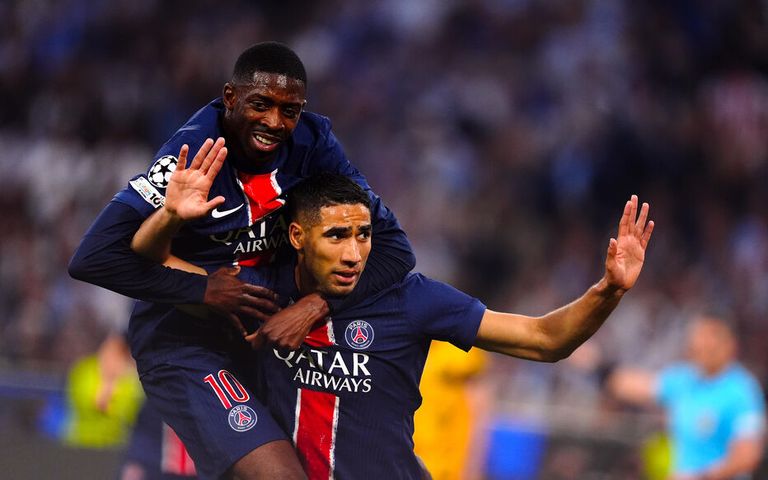 أشرف حكيمي وعثمان ديمبلي محمد صلاح وأشرف حكيمي