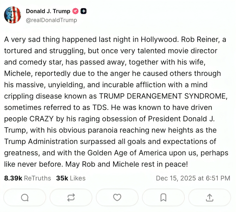 منشور الرئيس الأمريكي دونالد ترامب الرئيس الأمريكي دونالد ترامب