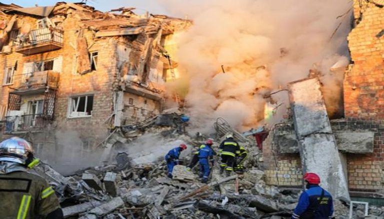 آثار ضربة روسية على أوكرانيا 