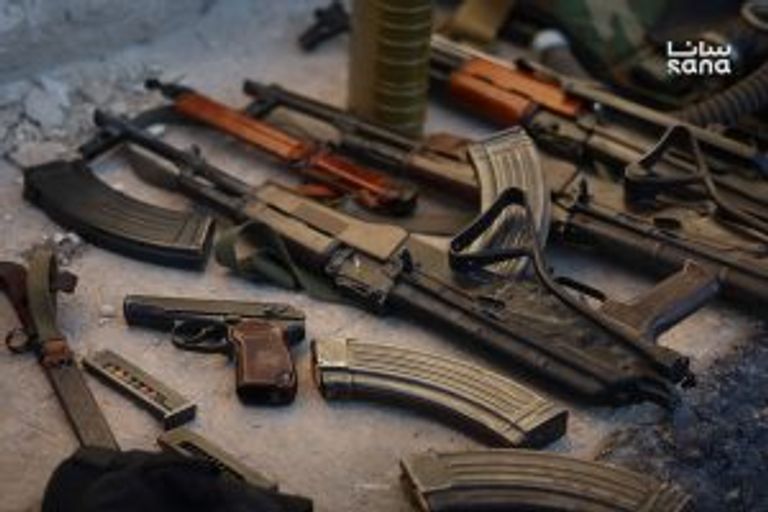 عناصر الأمن السوري أثناء ضبط الخلية الداعشية