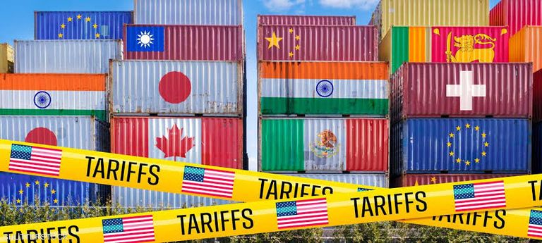 رسوم ترامب وحركة التجارة العالمية (مصممة بالذكاء الاصطناعي)