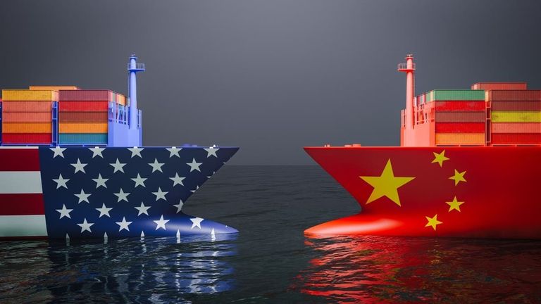 رسوم ترامب وحركة التجارة العالمية (مصممة بالذكاء الاصطناعي)