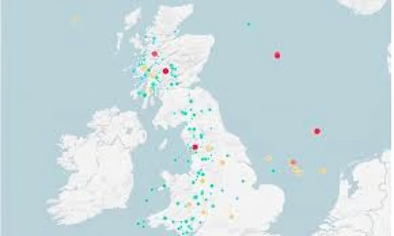 مناطق الزلازل في بريطانيا خلال 2025