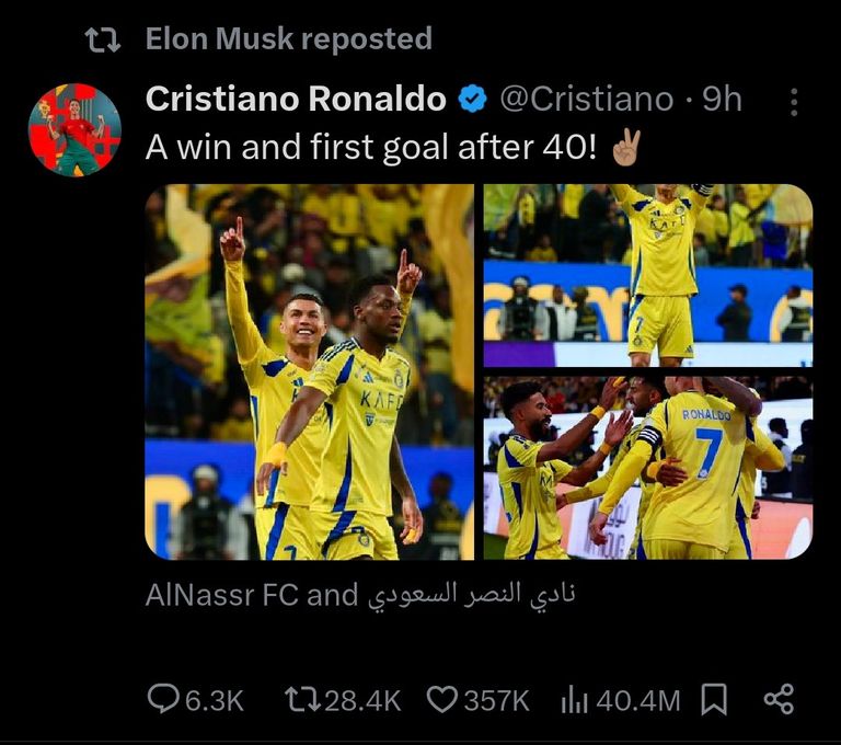 تغريدة إيلون ماسك إيلون ماسك وكريستيانو رونالدو