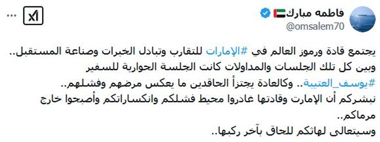 العتيبة متحدثا خلال قمة الحكومات 2025 