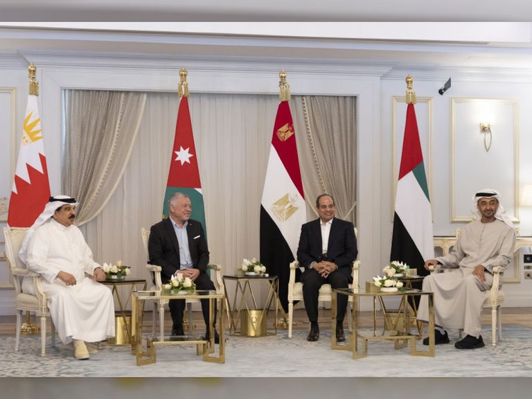 قادة مصر والأردن والإمارات في لقاء أخوي سابق