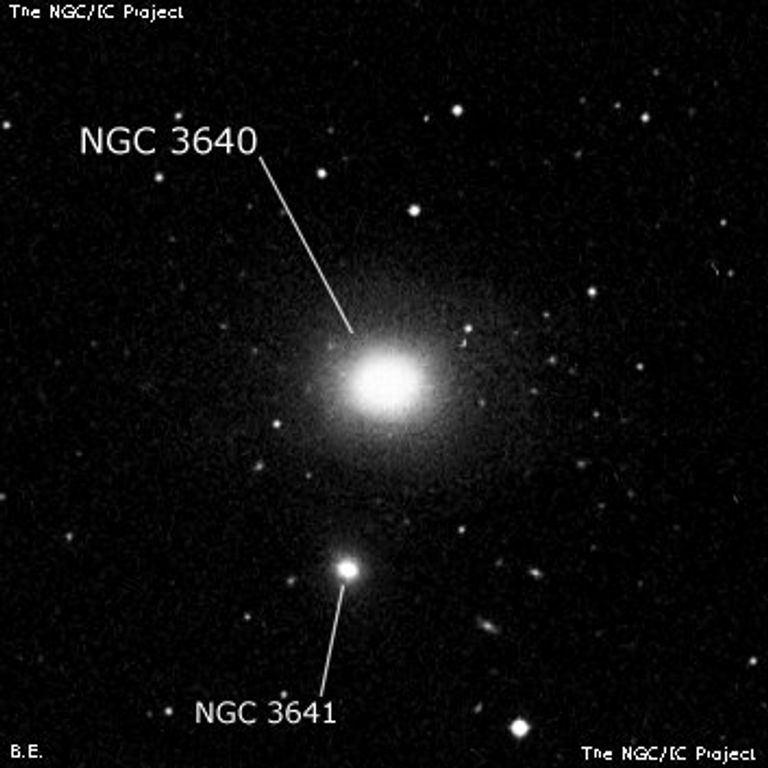 مجرة إهليلجية NGC 3640 تقع مباشرة فوق جارتها المجرية الأصغر NGC 3641