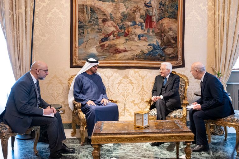 الشيخ محمد بن زايد آل نهيان مع الرئيس الإيطالي