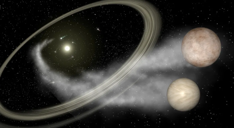 رسم توضيحي لتصادم أنظمة نجمية ينتج أجساما هائمة في الفضاء