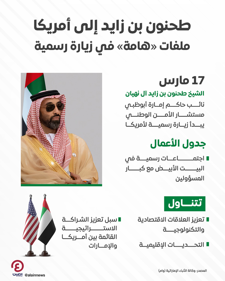الشيخ طحنون بن زايد آل نهيان نائب حاكم إمارة أبوظبي مستشار الأمن الوطني