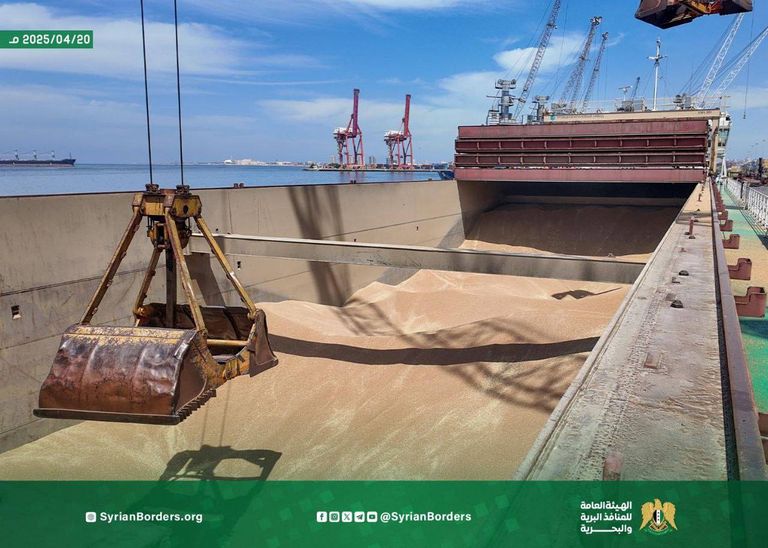 وصول باخرة على متنها 6600 طن قمح إلى ميناء اللاذقية في سوريا
