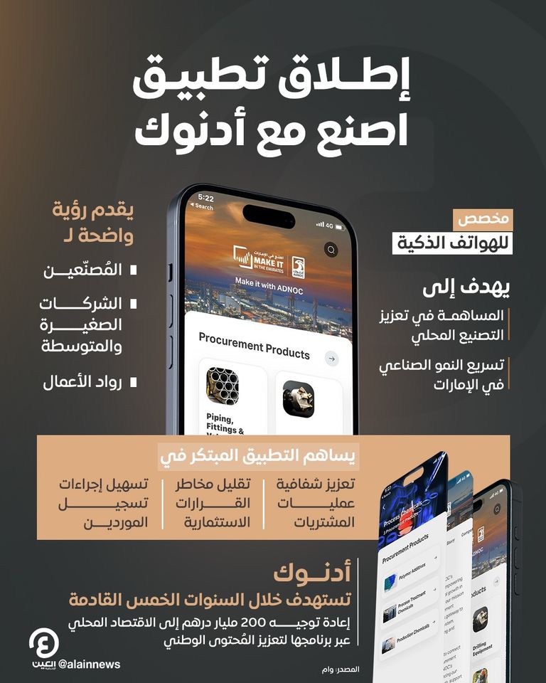 إطلاق تطبيق «اصنع مع أدنوك»