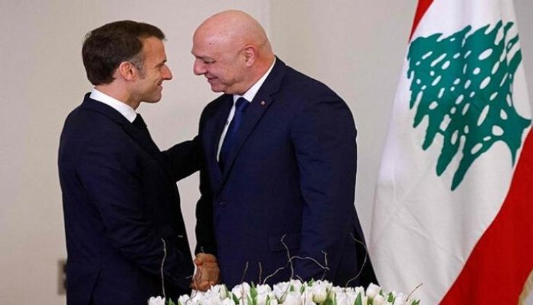 ماكرون مع الرئيس اللبناني جوزيف عون