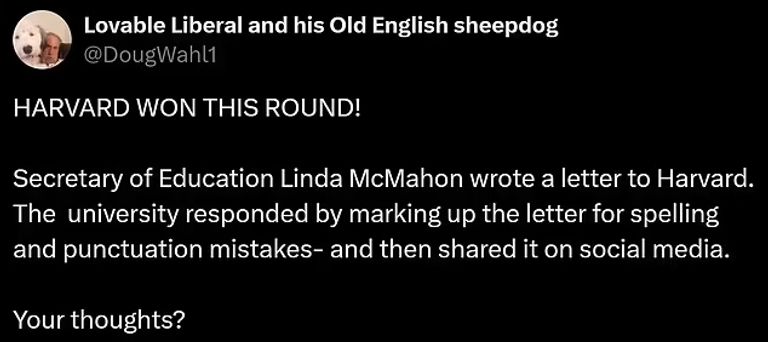 خطاب تحذيري من وزيرة التعليم الأمريكية وزيرة التعليم الأمريكية ليندا ماكماهون