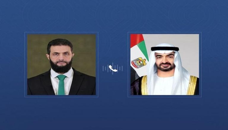 الشيخ محمد بن زايد آل نهيان رئيس دولة الإمارات والرئيس السوري أحمد الشرع