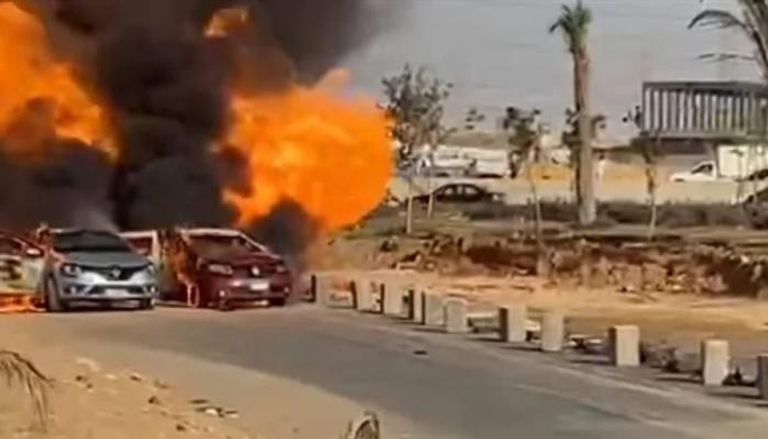 انفجار خط الغاز بطريق الواحات