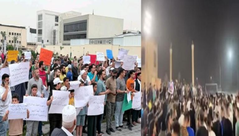 جانب من المظاهرات التي بدأت صباحا ومستمرة حتى الآن