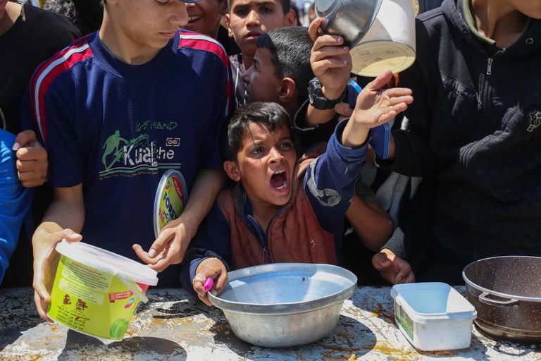 معاناة أطفال غزة للحصول على الطعام