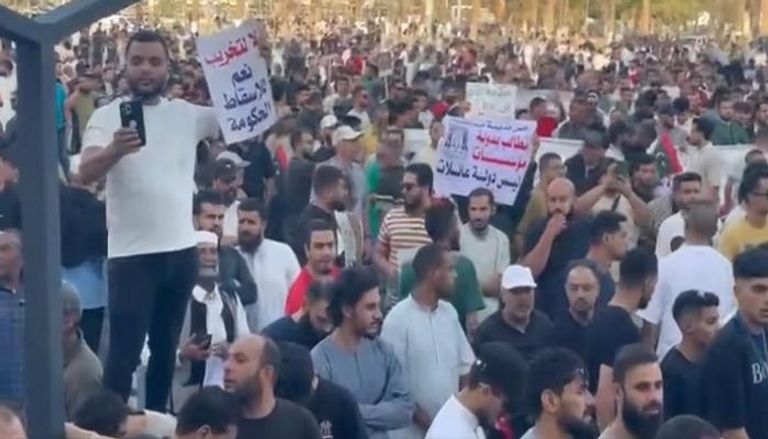 جانب من احتجاجات العاصمة طرابلس ضد حكومة الدبيبة