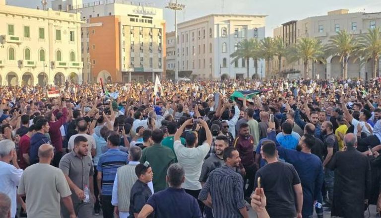 جانب من احتجاجات العاصمة طرابلس ضد حكومة الدبيبة