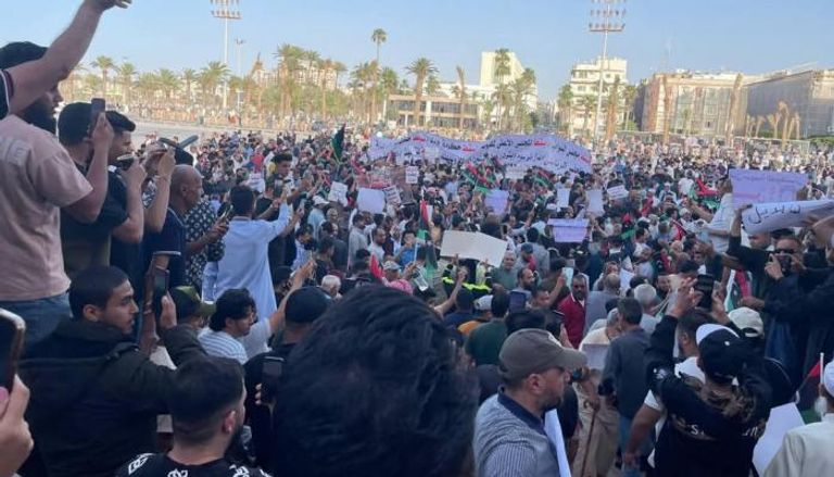 مظاهرات سابقة في ليبيا للمطالبة بإسقاط حكومة الدبيبة - أرشيفية