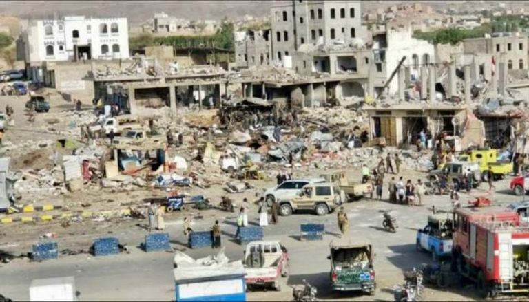 موقع انفجار مخزن صواريخ الحوثي في صرف بصنعاء