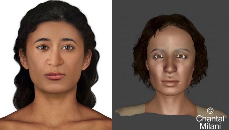 نسختان من إعادة بناء وجه المومياء