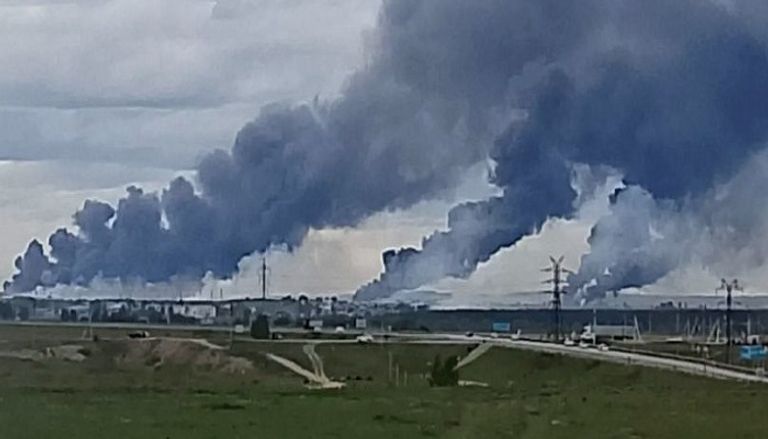 طائرة روسية تحترق