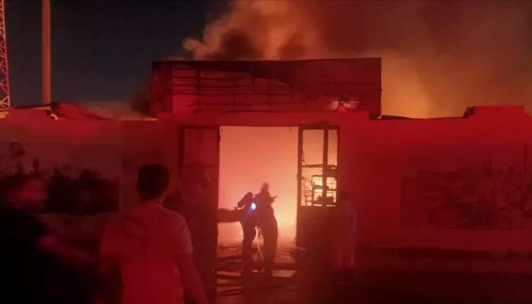 حريق في السوق الرئيسي للخضار بمدينة الشروق