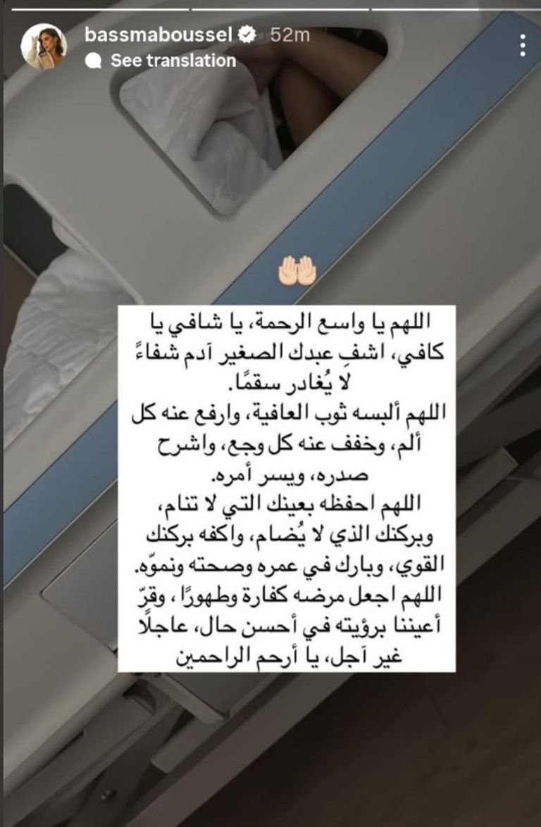 تامر حسني وبسمة بوسيل وابنهما آدم