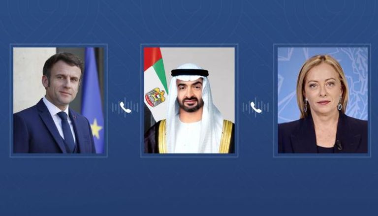 رئيس دولة الإمارات والرئيس الفرنسي ورئيسة وزراء إيطاليا