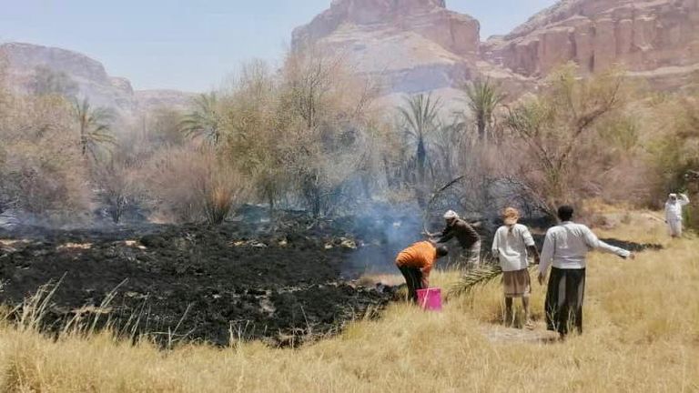 حرائق وادي دوعن في اليمن
