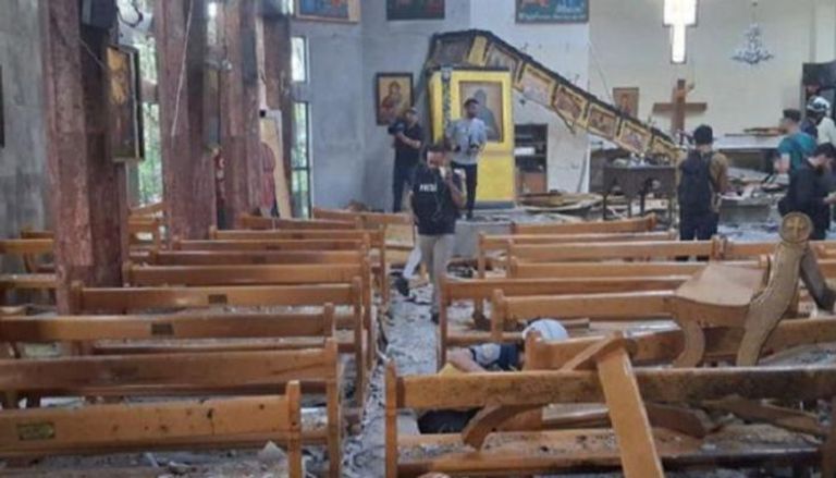 آثار الانفجار داخل كنيسة مار إلياس في دمشق