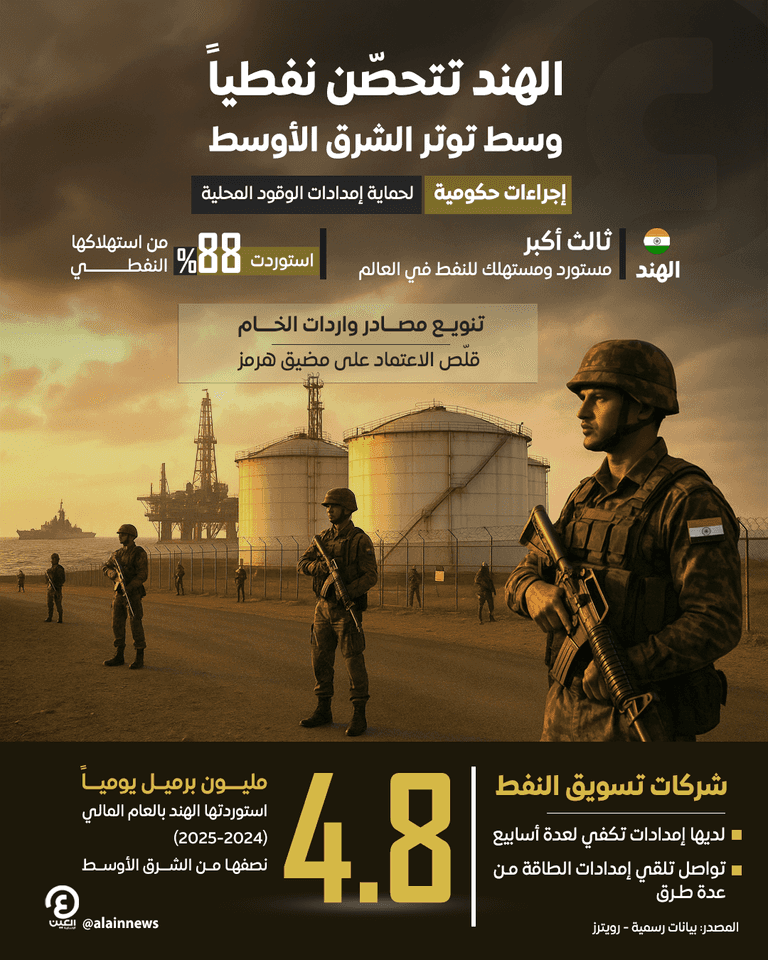 الهند تتحصّن نفطياً.. خطة طوارئ وسط توترات الشرق الأوسط