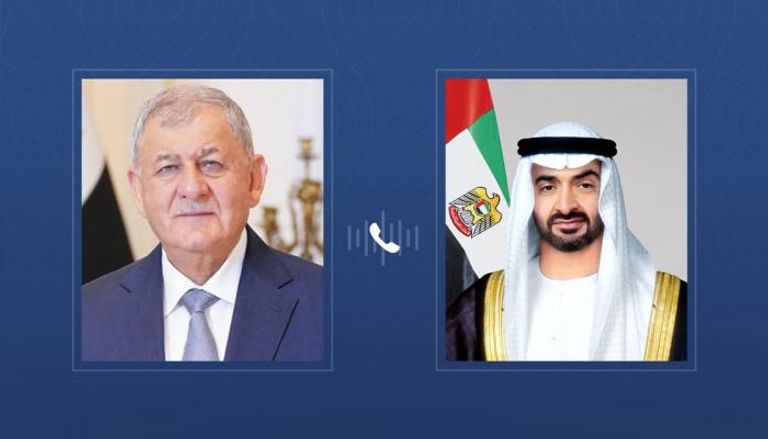 رئيس دولة الإمارات يتلقى اتصالا هاتفيا من رئيس العراق