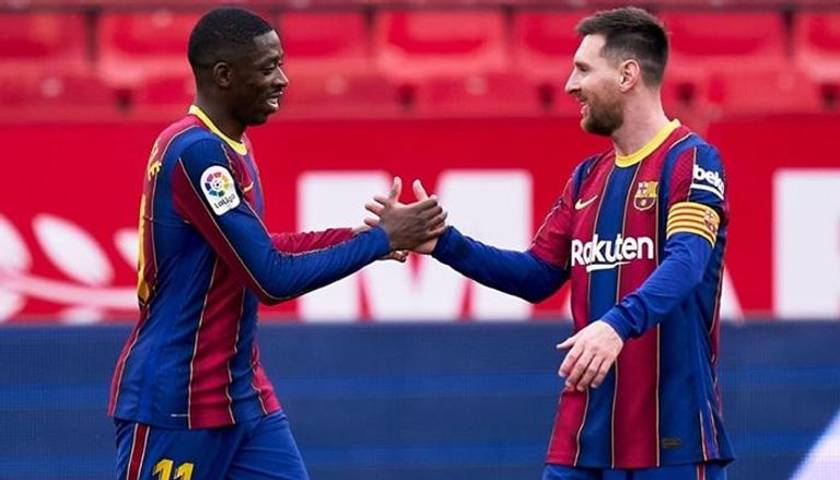 ليونيل ميسي وديمبلي في برشلونة