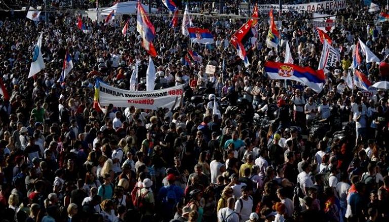 مظاهرة سابقة دعا لها الطلاب في صربيا