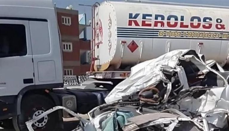 آثار حادث التصادم المروع في المنوفية