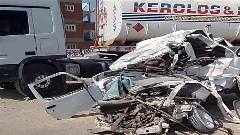 آثار حادث التصادم المروع في المنوفية