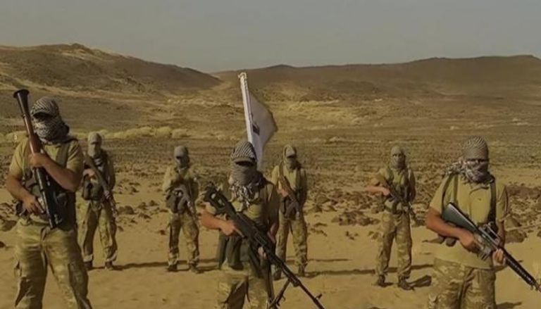 لقطة من المقطع المصور الذي بثته حركة حسم الإرهابية