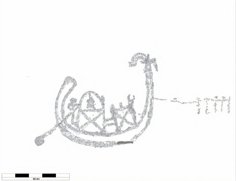نقش صخري لقارب من العصر الحجري القديم