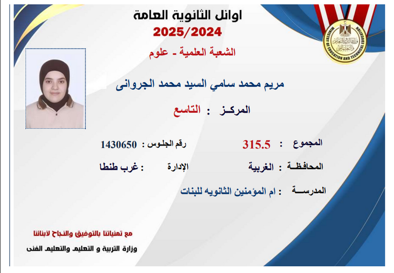 إعلان أسماء أوائل الثانوية العامة 2025