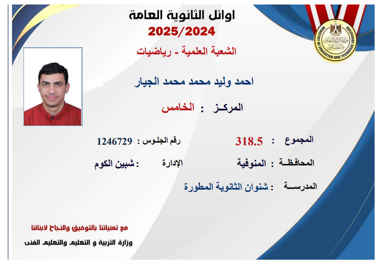 إعلان أسماء أوائل الثانوية العامة 2025